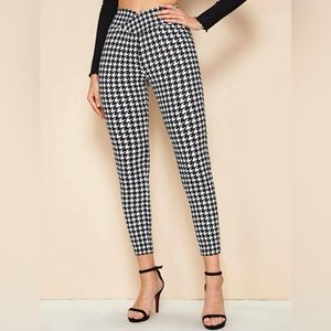Houndstooth High-Rise Skinny Pants